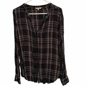 Calvin Klein Jeans Women’s Black & White Plaid Button-Front Blouse – Size XL